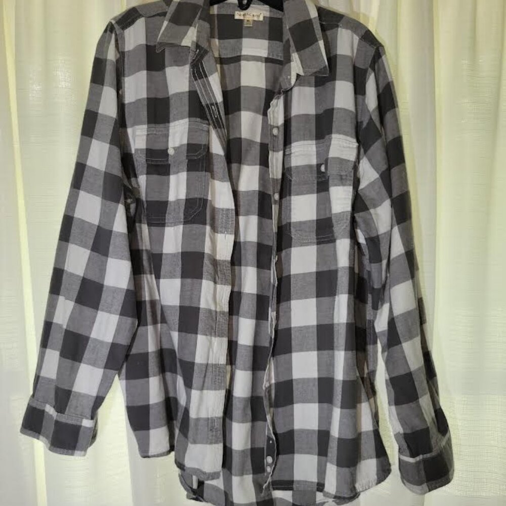 Black and White Plaid Flannel, XL, NorthCrest